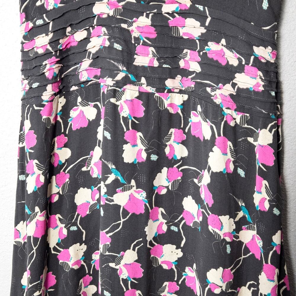 Temperley London Silk Botanical Dress Gray Pink Size 12 Romantic Floral - Picture 5 of 11